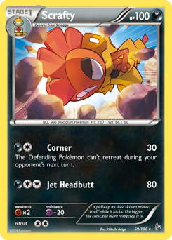 Scrafty, Flashfire #59, Pokémon TCG card