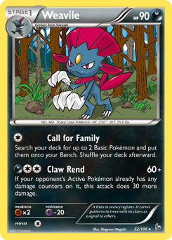 Weavile, Flashfire #52, Pokémon TCG card
