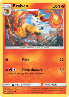 Braixen, Forbidden Light #16, Pokémon TCG card