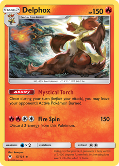 Delphox, Forbidden Light #17, Pokémon TCG card