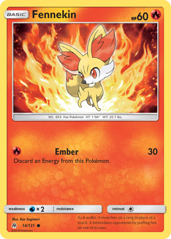 Fennekin, Forbidden Light #14, Pokémon TCG card