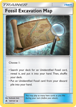 Fossil Excavation Map, Forbidden Light #107, Pokémon TCG card
