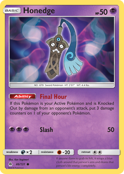 Honedge, Forbidden Light #46, Pokémon TCG card