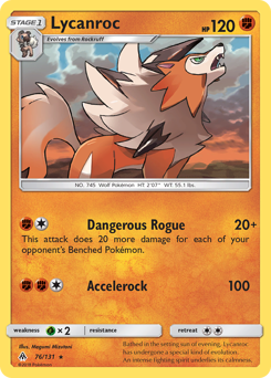 Lycanroc, Forbidden Light #76, Pokémon TCG card
