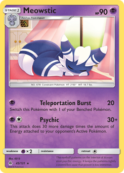 Meowstic, Forbidden Light #45, Pokémon TCG card