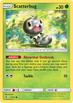 Scatterbug, Forbidden Light #5, Pokémon TCG card