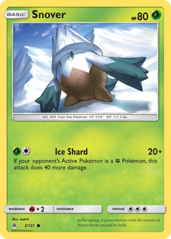 Snover, Forbidden Light #3, Pokémon TCG card