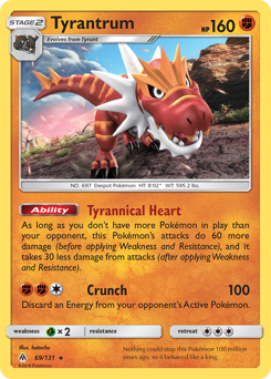 Tyrantrum, Forbidden Light #69, Pokémon TCG card