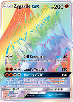 Zygarde-GX, Forbidden Light #136, Pokémon TCG card
