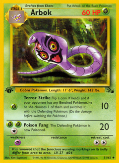 Arbok, Fossil #31, Pokémon TCG card