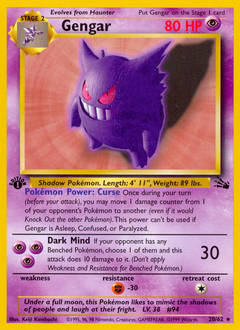 Gengar, Fossil #20, Pokémon TCG card