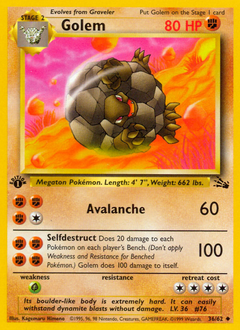 Golem, Fossil #36, Pokémon TCG card