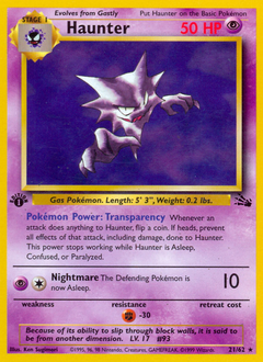 Haunter, Fossil #21, Pokémon TCG card
