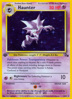 Haunter, Fossil #6, Pokémon TCG card