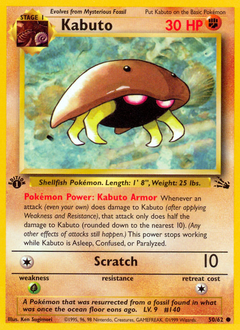 Kabuto, Fossil #50, Pokémon TCG card