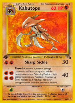 Kabutops, Fossil #24, Pokémon TCG card