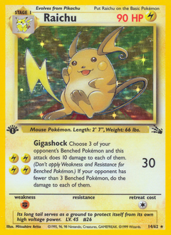 Raichu, Fossil #14, Pokémon TCG card