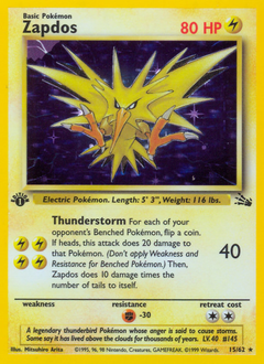 Zapdos, Fossil #15, Pokémon TCG card