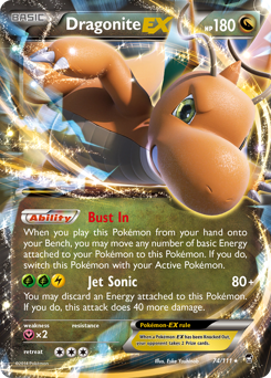 Dragonite-EX, Furious Fists #74, Pokémon TCG card