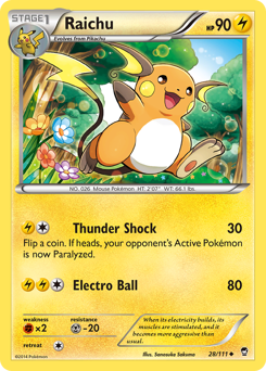 Raichu, Furious Fists #28, Pokémon TCG card