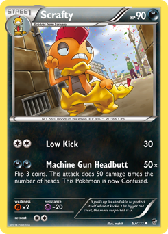 Scrafty, Furious Fists #67, Pokémon TCG card