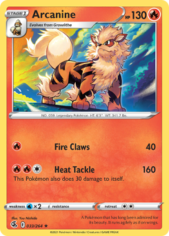 Arcanine, Fusion Strike #33, Pokémon TCG card