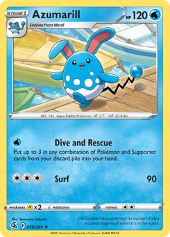 Azumarill, Fusion Strike #59, Pokémon TCG card