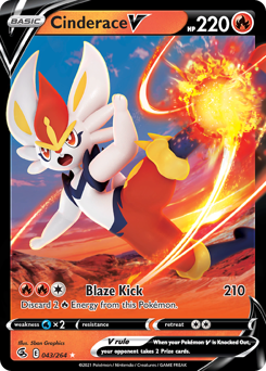 Cinderace V, Fusion Strike #43, Pokémon TCG card