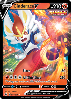 Cinderace V, Fusion Strike #44, Pokémon TCG card