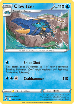 Clawitzer, Fusion Strike #75, Pokémon TCG card