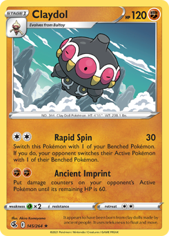 Claydol, Fusion Strike #145, Pokémon TCG card