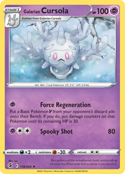 Galarian Cursola, Fusion Strike #118, Pokémon TCG card