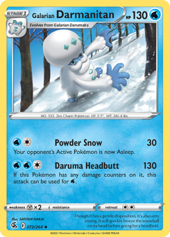 Galarian Darmanitan, Fusion Strike #72, Pokémon TCG card