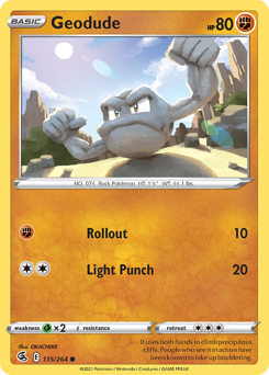 Geodude, Fusion Strike #135, Pokémon TCG card