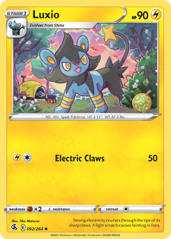 Luxio, Fusion Strike #92, Pokémon TCG card