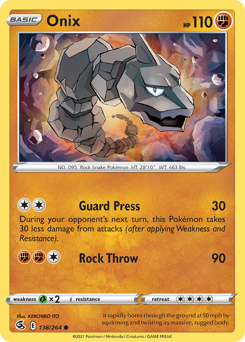 Onix, Fusion Strike #138, Pokémon TCG card