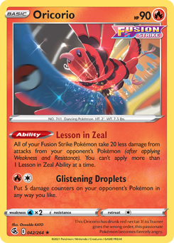Oricorio, Fusion Strike #42, Pokémon TCG card