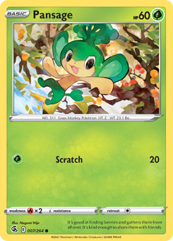 Pansage, Fusion Strike #7, Pokémon TCG card
