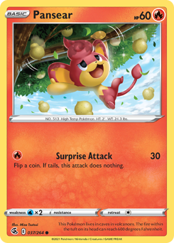 Pansear, Fusion Strike #37, Pokémon TCG card