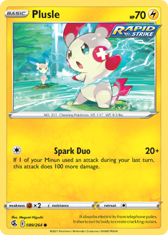 Plusle, Fusion Strike #89, Pokémon TCG card