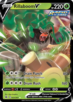 Rillaboom V, Fusion Strike #22, Pokémon TCG card