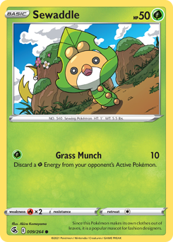Sewaddle, Fusion Strike #9, Pokémon TCG card