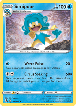 Simipour, Fusion Strike #69, Pokémon TCG card