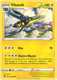 Vikavolt, Fusion Strike #101, Pokémon TCG card