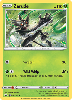 Zarude, Fusion Strike #27, Pokémon TCG card