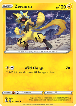 Zeraora, Fusion Strike #102, Pokémon TCG card