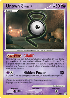 Unown G, Great Encounters #57, Pokémon TCG card