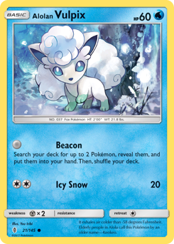 Alolan Vulpix, Guardians Rising #21, Pokémon TCG card