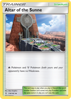 Altar of the Sunne, Guardians Rising #118, Pokémon TCG card