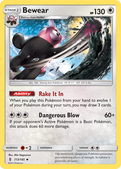 Bewear, Guardians Rising #113, Pokémon TCG card